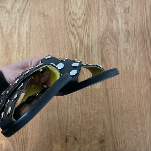 NWOT Sol Sana Black Genuine Leather Studded Crossover Sandals Size 37/7 Revolve - Picture 8 of 9